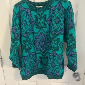 Jeff Laurent Vintage 80s/90s Knit Sweater Purple Teal